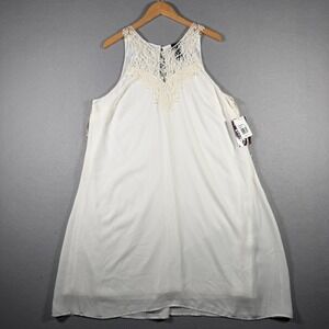 Trixxi Womens Plus 1X Ivory Crochet Lace High Neck Shift Dress D4G96950KU NWT